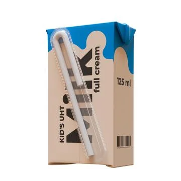 Small Milk Rear Right View 3D Render Illustration Stock Illustration