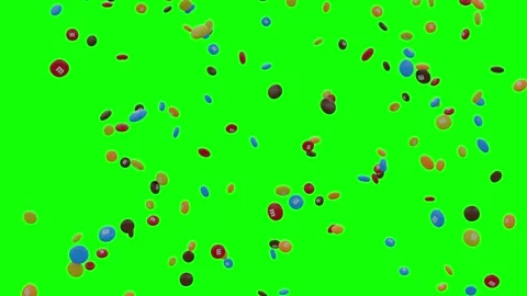 Small MMs Candy Candies Falling On A Screen With Alpha Channel Stock Footage 237745540