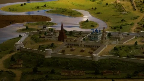 A small model of a medieval city Stock Footage 119504135