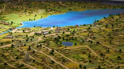 A small model of a medieval city Stock Footage 119504810