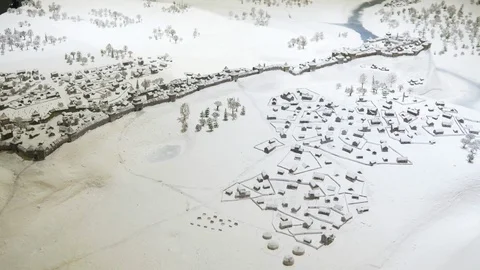 A small model of a medieval city Stock Footage 119505256