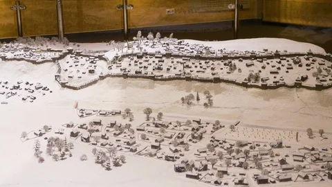 A small model of a medieval city Stock Footage 119508987