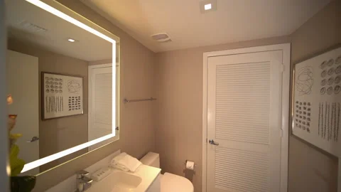 Small Modern Apartment Bathroom Video stock 150343207
