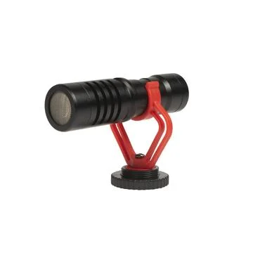 Small modern on-camera microphone Directional microphone Audio recording to.. Stock Photos