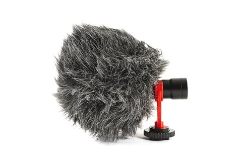 Small modern on-camera microphone Directional microphone Audio recording to.. Stock Photos