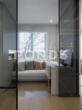 Small modern office with daybed Stock-Fotos