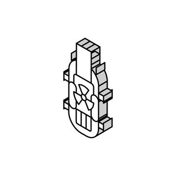 Small modular nuclear reactor future technology isometric icon vector Stock Illustration