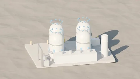 Small modular reactor cluster power plant orbit loop Stockbeeldmateriaal 342706634