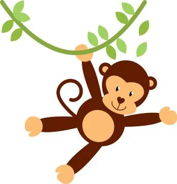 A small monkey weighs on a branch Stock Illustration