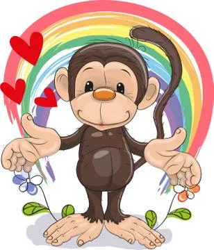 A small monkey weighs on a branch Illustrazione stock