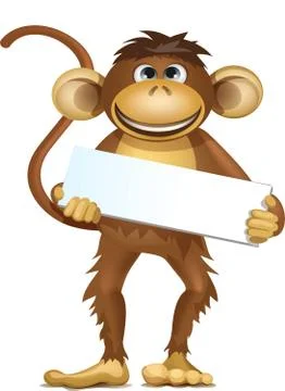 A small monkey weighs on a branch Stock Illustration