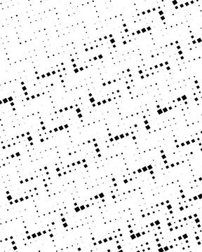 Small monochrome pixels form rhythmic diagonal pathways across a bright fie.. Stock Illustration
