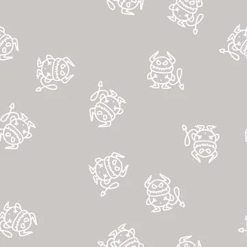 Small monster line seamless pattern Illustrazione stock