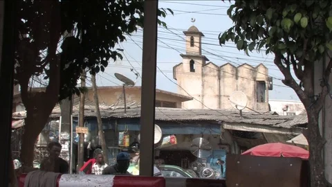 Small mosque in Douala street Video stock 80462422