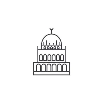 Small mosque  vector line icon, sign, illustration on white background, edita Stock Illustration