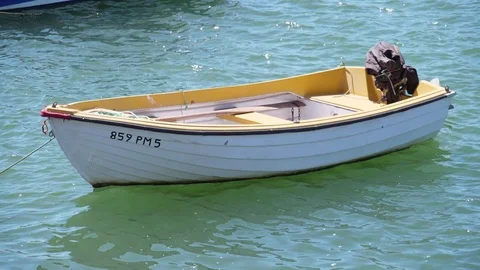 Small motor boat in harbor Stock Footage 78511906