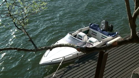 A small motorboat parked. Stock Footage 62470145