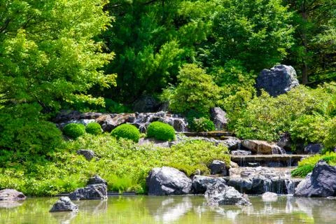 Small Mountain River Flowing Down Stock Photos