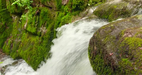 Small mountain river or waterfall with crystal clear water Stock Footage 156511313