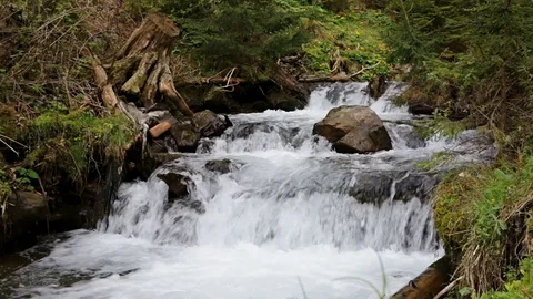Small mountain river running over rocks Stock Footage 69792678