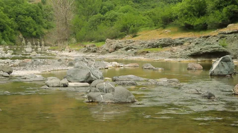 Small mountain river in spring Stock Footage 33878277