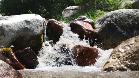 Small Mountain River Stream Close-up Stock Footage 249752193