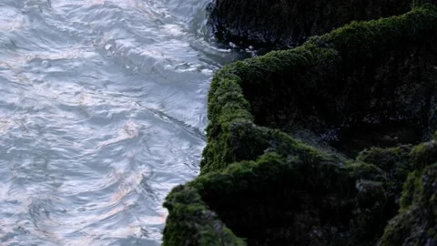 Small mountain river, stream flow, water and stones Stockbeeldmateriaal 171405894