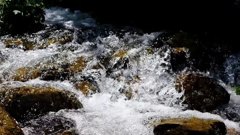 Small mountain stream close up slow motion video Stock Footage 92077468