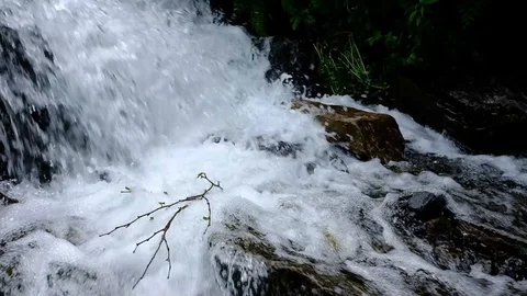 Small mountain stream close up slow motion video Video stock 92077501