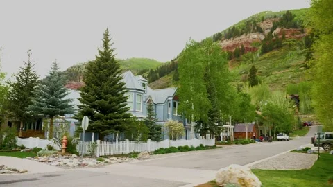 Small Mountain town from Driving Gimbal-4k 60fps Video stock 131655232