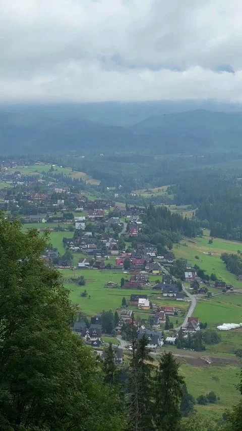 Small Mountain Town in Summer in the Tatra Mountains (Tatry), Poland – 4K Stock-Footage 331074465