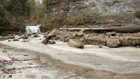 Small mountain waterfall after the rain. Stock Footage 77007700