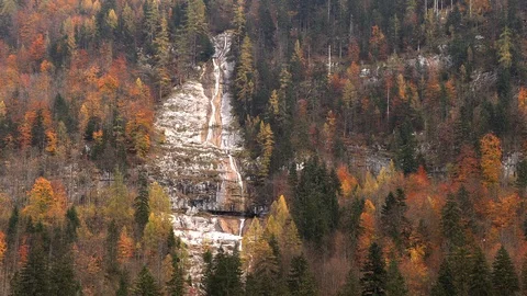 Small mountain waterfall, slow motion Stock Footage 97952977