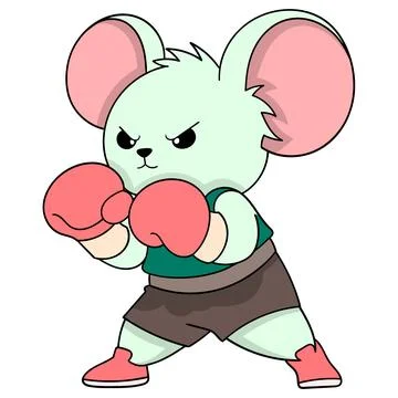 Small mouse is seriously doing a boxing sports pose Stock-Illustration