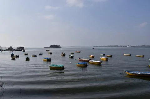 Small multicolor boats Stock Photos