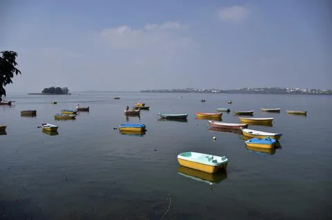 Small multicolor boats Stock Photos