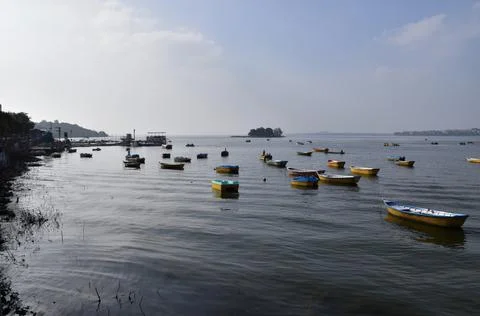 Small multicolor boats Stock Photos