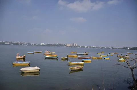 Small multicolor boats Stock Photos