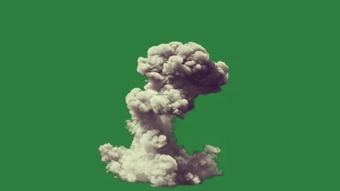 Small mushroom an explosion of smoke cloud is floating in the air Video stock 335978146