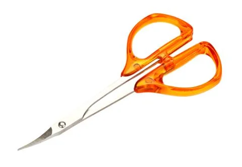 Small nail scissors with yellow plastic handles isolated on white 写真素材