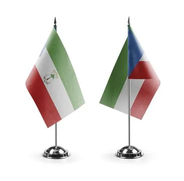 Small national flags of the Equatorial Guinea on a white background Stock Illustration