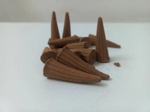 Small Neat Stack of Brown Aromatic Incense Cones Stock Photos