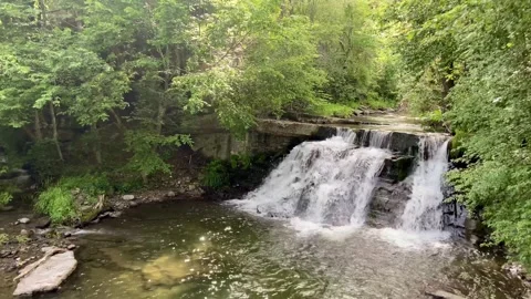 A small nice river with a cascading waterfall in the mountains. Stock Footage 290170614