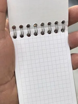 Small notepad with grid lines displayed in a hand Foto stock