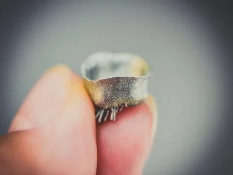 Small object printed on metal 3d printer macro. Foto stock