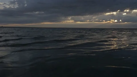 Small Ocean Ripples on the Beach at Sunset (Slow Motion 0.25x) Stock Footage 109187681