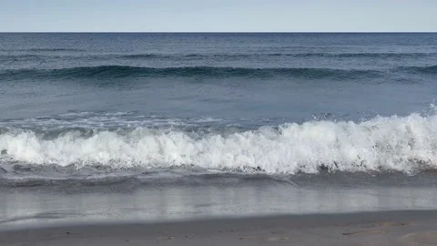 Small ocean waves with horizon and beautiful blue sky - maritime background Stock Footage 143495700
