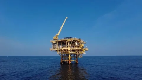 Small offshore production platform in the middle of the ocean Stock Footage 149086616