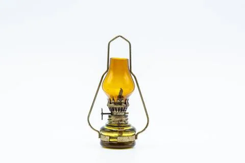 Small oil lantern on white background Foto stock