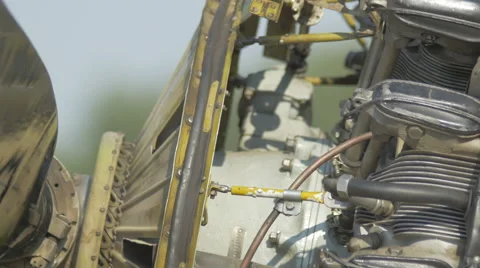 Small old aircraft engine close-up Stock Footage 56182759